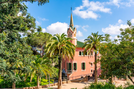 Gaudi museum in Guell park, Barcelona, Spainのeditorial素材