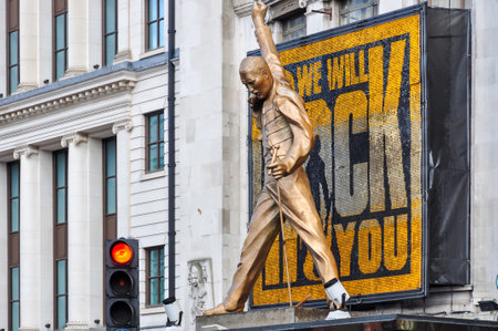 London, UK - April 2013: Statue of Freddie Mercury at Dominion Theatre in Londonのeditorial素材