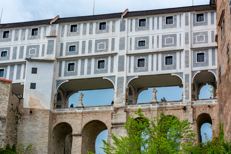 Castle bridge over Cesky Krumlov, Czech Republicのeditorial素材
