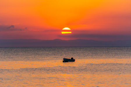 Sunset on Kassandra peninsula, Chalkidiki, Greeceの写真素材