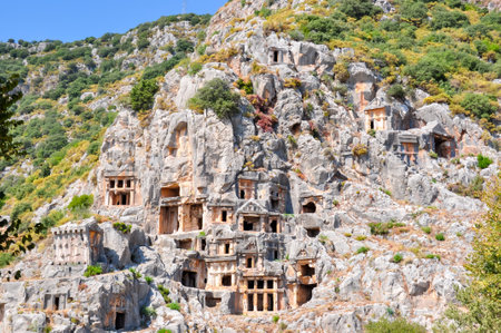 Rock-cut tombs in Myra, Turkey