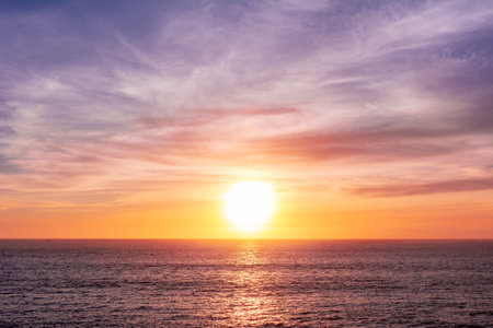 Sunset at ocean in Tenerife, Canary islands, Spainの写真素材