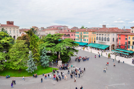 Verona, Italy - May 2018: Bra square (Piazza Bra) in center of Veronaのeditorial素材