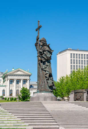 Monument to Vladimir the Great in Moscow, Russiaの写真素材