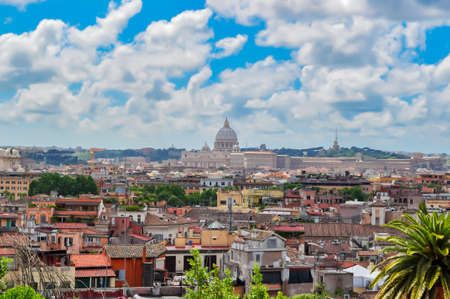 Rome cityscape with dome of St. Peter's basilica in Vaticanの写真素材