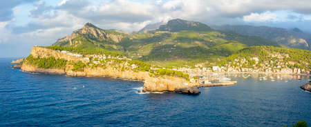 Panorama of Port Soller in Mallorca, Balearic islands, Spainの写真素材