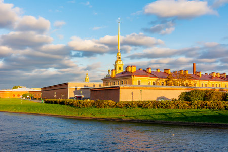 Peter and Paul Fortress at sunset, Saint Petersburg, Russiaのeditorial素材