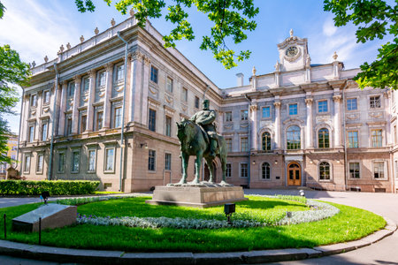 Monument to Alexander III in front of Marble Palace, Saint Petersburg, Russiaのeditorial素材