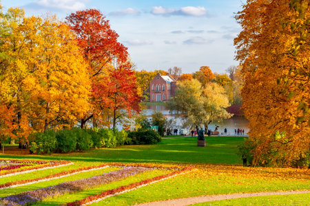 Catherine park in autumn, Tsarskoe Selo (Pushkin), Saint Petersburg, Russiaのeditorial素材