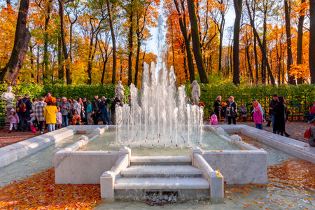 Saint Petersburg, Russia - October 2021: Fountain in Summer garden in autumnのeditorial素材