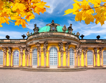 Sanssouci palace in autumn, Potsdam, Germanyのeditorial素材