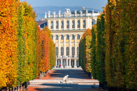 Vienna, Austria - October 2021: Schonbrunn palace and park in autumnのeditorial素材