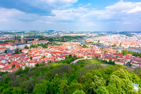 Aerial view of Prague Castle over Mala Strana, Czech Republic