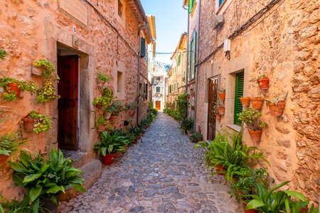 Narrow streets of Valldemossa, Mallorca island, Spain
