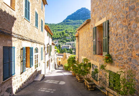 Streets of Deia (small village in the mountains), Mallorca island, Spainの写真素材