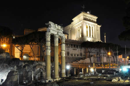 Roman forum at night, Rome, Italyの写真素材