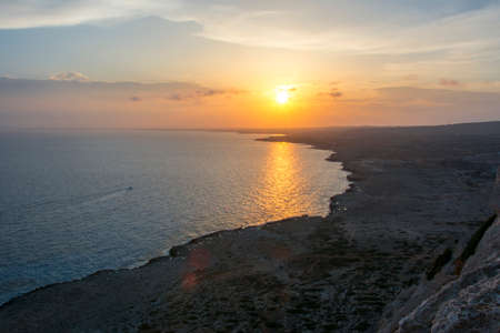 Sunset at Cavo Greco cape, Cyprusの写真素材