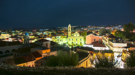Chania skyline at night, Crete, Greeceの写真素材