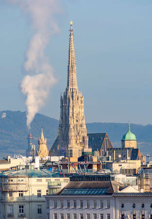 Tower of St. Stephen's cathedral in Vienna, Austriaの写真素材