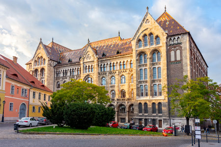 Budapest, Hungary - October 2021: National Archives of Hungary building in Buda districtのeditorial素材