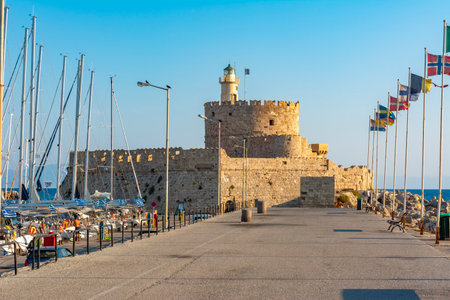 Fort of St. Nicholas in Mandraki harbor, Rhodes, Greece