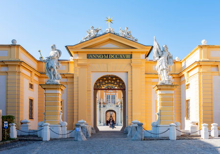 Entrance to Melk abbey in Wachau valley, Austriaのeditorial素材