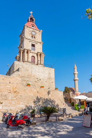 Roloi Clock Tower in Rhodes fortress, Greeceのeditorial素材