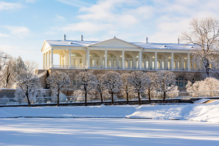 Cameron gallery of Catherine palace in winter, Tsarskoe Selo (Pushkin), Saint Petersburg, Russiaのeditorial素材