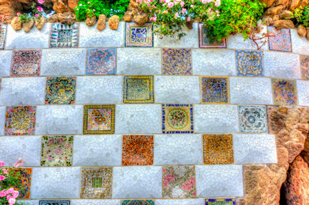 Mosaic in Guell park, Barcelona, Spainのeditorial素材