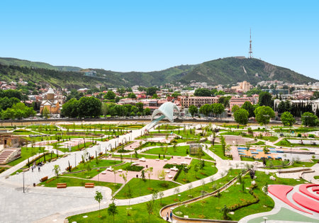 Park Rike in center of Tbilisi, Georgiaのeditorial素材