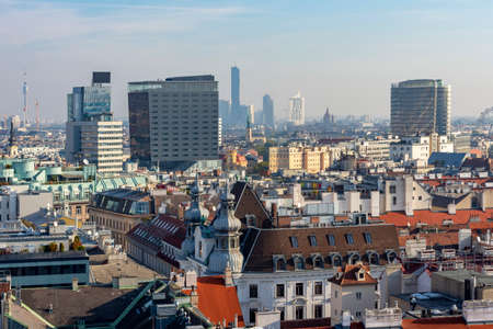 Vienna cityscape seen from top of St. Stephen's cathedral, Austria