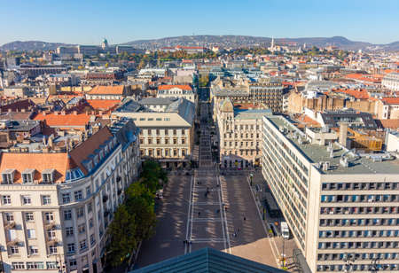 Budapest cityscape seen from St. Stephen's basilica top, Hungaryの写真素材