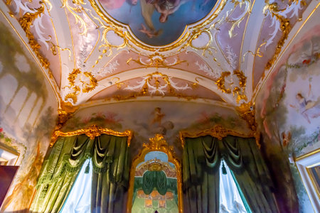 St. Petersburg, Russia - September 2019: Interiors of Chinese Palace in Oranienbaum (Lomonosov)のeditorial素材