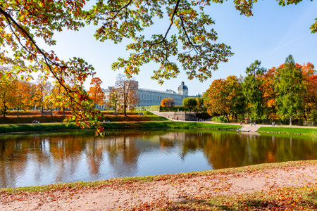 Gatchina palace and park in autumn, Russiaのeditorial素材
