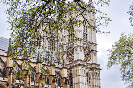 Towers of Westminster Abbey in London, UKの写真素材