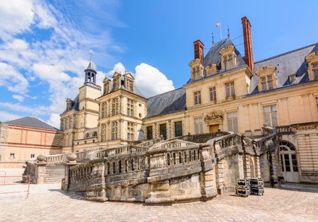 Medieval Fontainebleau palace (Chateau de Fontainebleau) in Franceのeditorial素材
