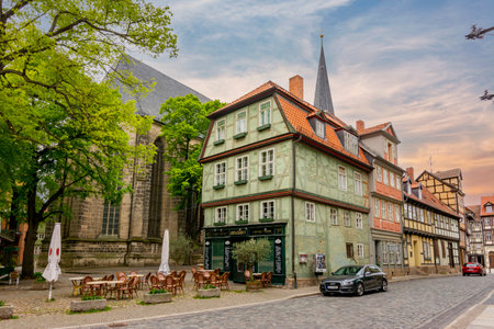 Quedlinburg, Germany - May 2019: Timber framing architecture of Quedlinburgのeditorial素材