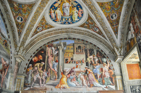 Interiors of famous Vatican museum in Romeのeditorial素材