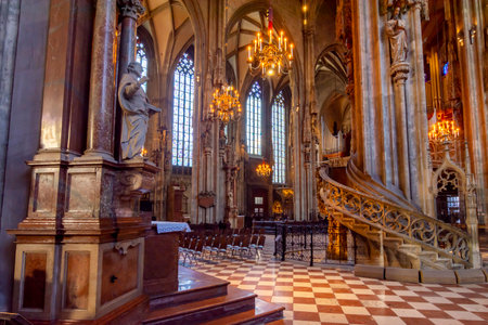 Interiors of St. Stephen's cathedral in Vienna, Austriaのeditorial素材