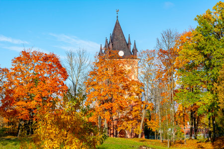 Autumn foliage in Catherine park, Pushkin (Tsarskoe Selo), Saint Petersburg, Russiaのeditorial素材