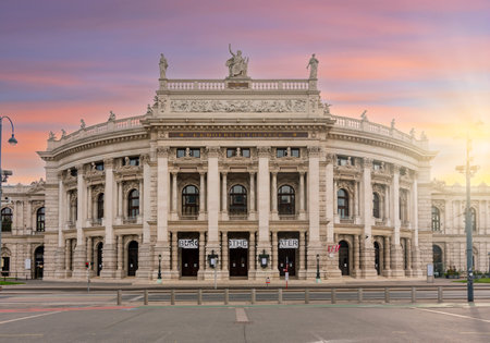 Burg theater on Ringstrasse street, Vienna, Austriaのeditorial素材