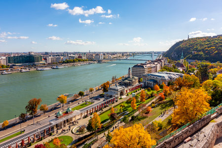 Budapest autumn cityscape with Danube river, Hungaryのeditorial素材