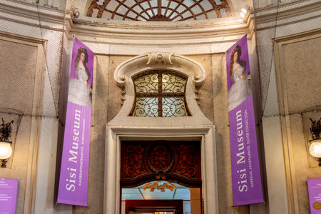 Vienna, Austria - October 2021: Entrance to Sisi museum of Hofburg complexのeditorial素材