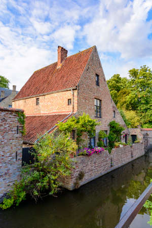 Old Bruges canals and architecture, Belgiumの写真素材