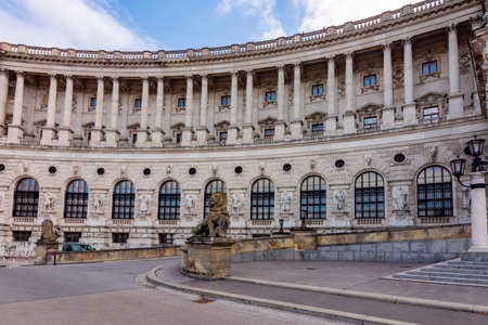 Lion statues at Hofburg palace on Heldenplatz square in Vienna, Austriaのeditorial素材