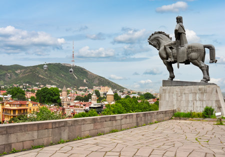 Vakhtang Gorgasali monument in Tbilisi, Georgiaのeditorial素材
