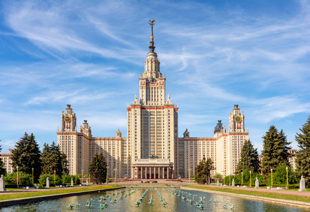 Moscow State University building in summer, Russiaのeditorial素材