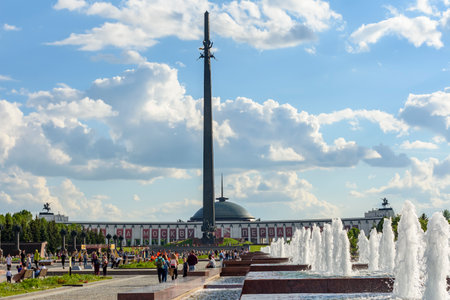 Moscow, Russia - June 2022: Victory obelisk on Poklonnaya mountainのeditorial素材