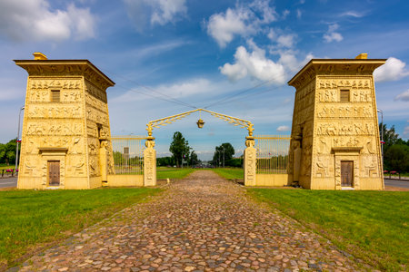 Egyptian gates in Pushkin (Tsarskoe Selo), Saint Petersburg, Russiaのeditorial素材