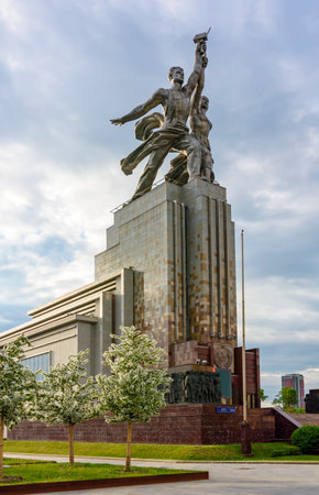 Monument of Worker and Kolkhoz woman in Moscow, Russiaのeditorial素材
